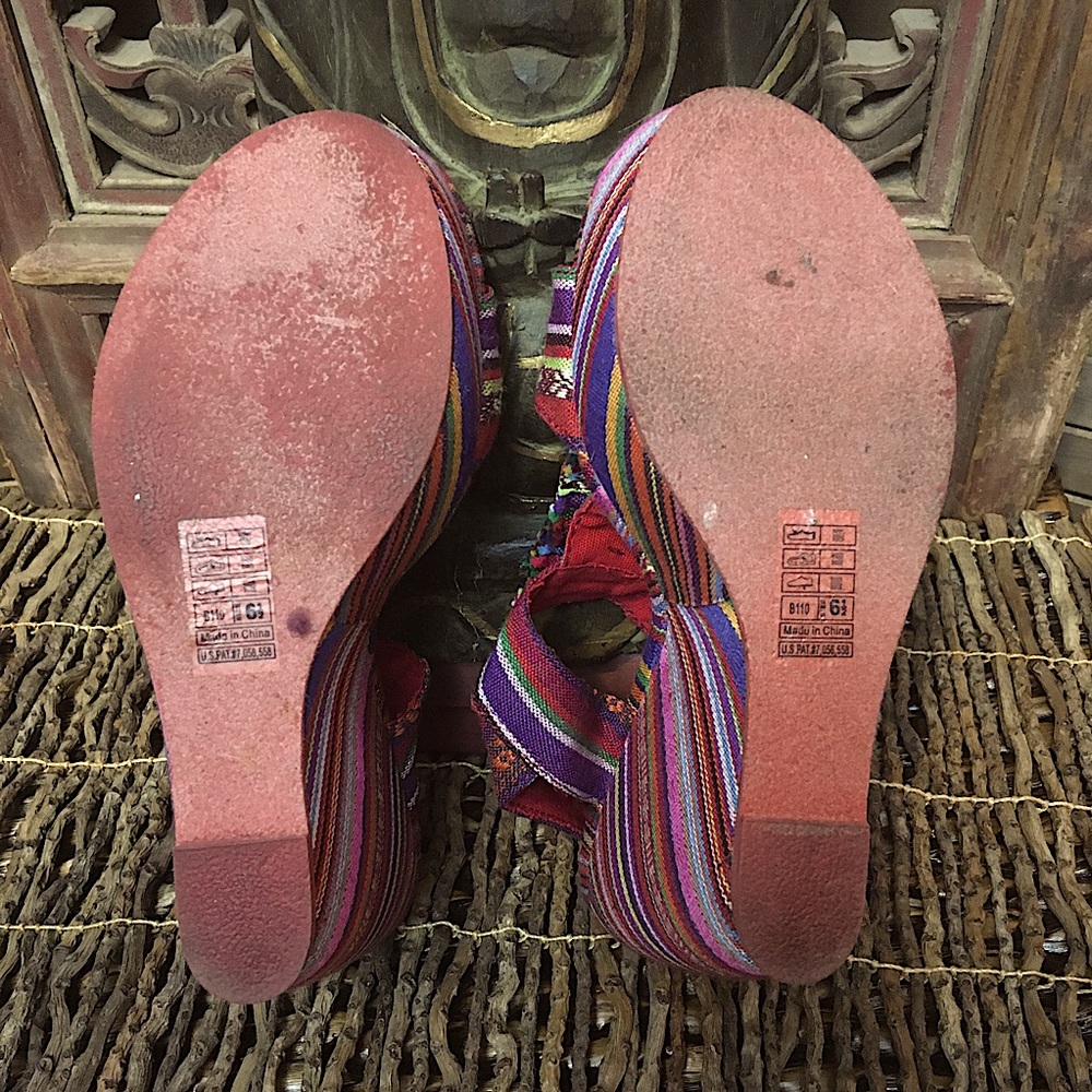 Blowfish Timo Multi-Color Wedges With Open Toe, S… - image 5